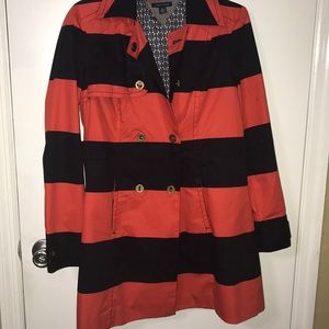 Navy and orange coat